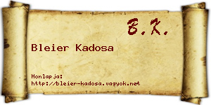 Bleier Kadosa névjegykártya